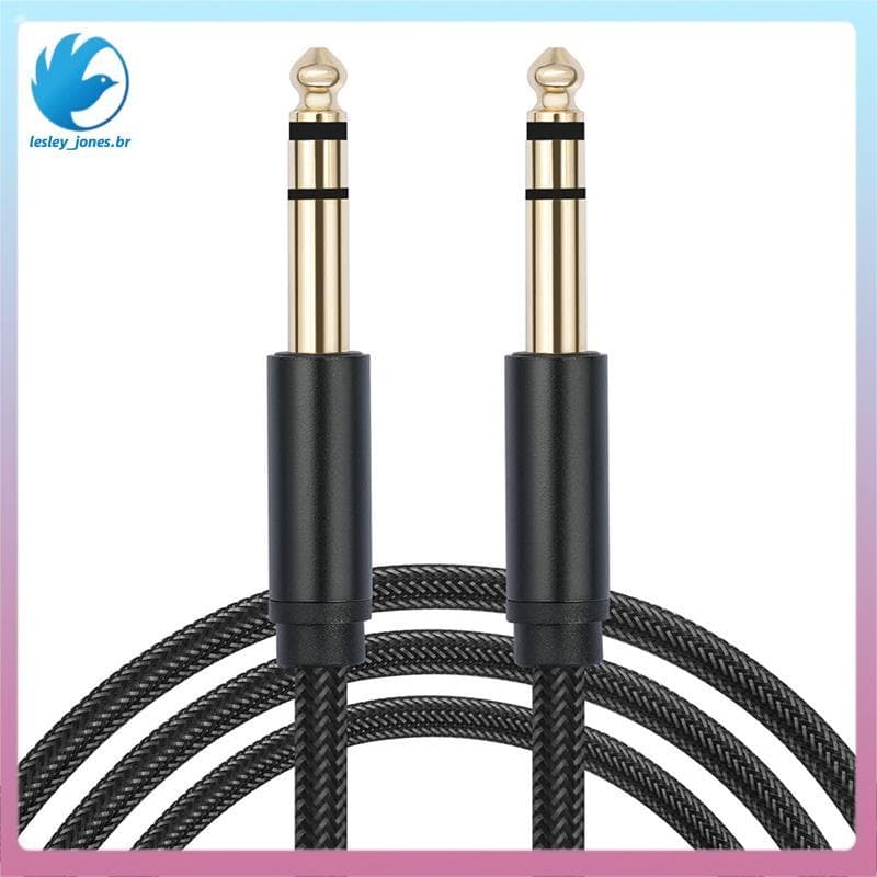 [lesley_jones.br] Mono TRS Macho Para Cabo De Instrumento Patch De Áudio Amplificador De Guitarra Elétrica Mixer Estúdio