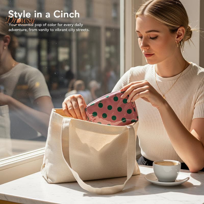 Drowsy Polka Dot Brilhante À Prova Dwaterproof Água PVC Saco De Higiene Pessoal Resistente A Riscos Bolsa De Armazenamen