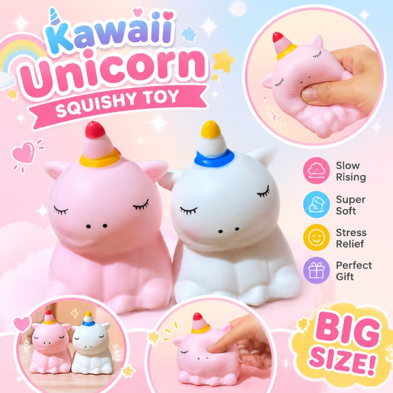 Squishy Gigante De Unicórnio Kawaii , Brinquedo Macio De Ascensão Lenta Para Alívio De Ansiedade E Jogo Sensorial , Idei