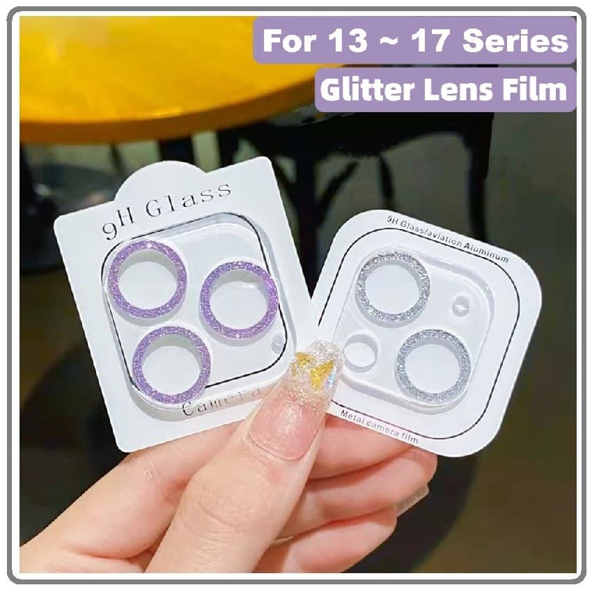 Filme Protetor De Lente De Câmera Para Iphone 17 Pro Max 16 15 14 13 9H Super Duro Glitter Brilhante Bling Capa