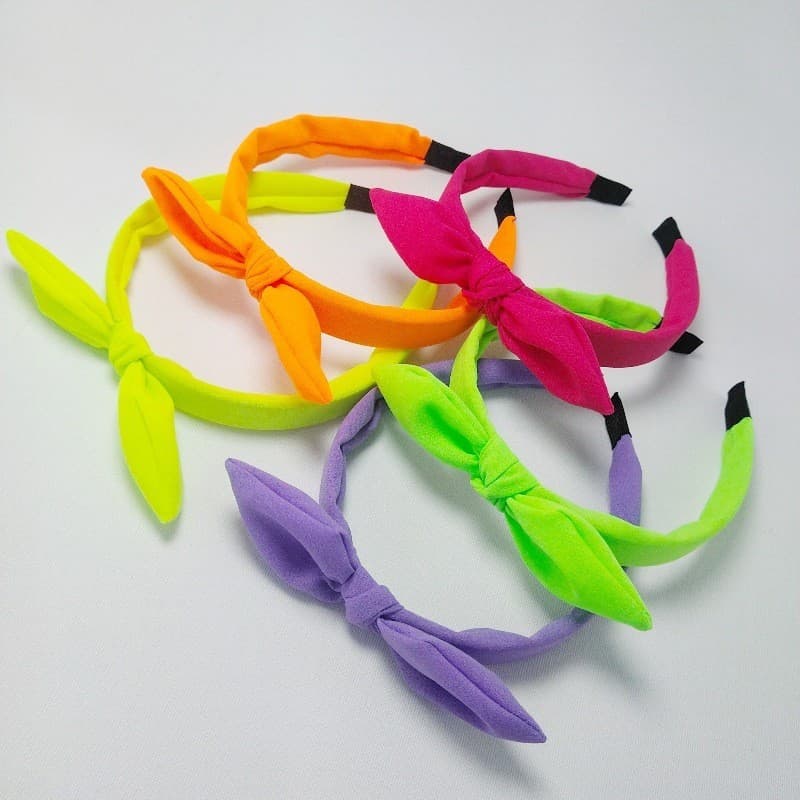Cor fluorescente orelhas de coelho primavera verão bandana menina bandana All-Match bandana hairpin