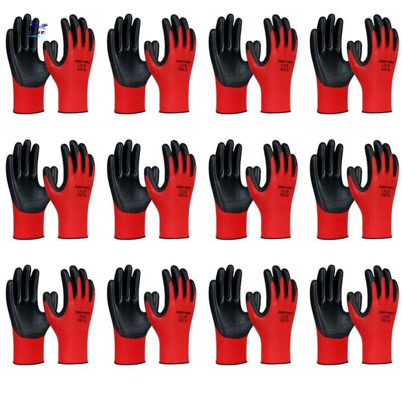 NMSafety Luva De Trabalho Luvas Revestidas De Palma De Borracha PU De 12 Pares EN388 4131X Segurança E Conforto