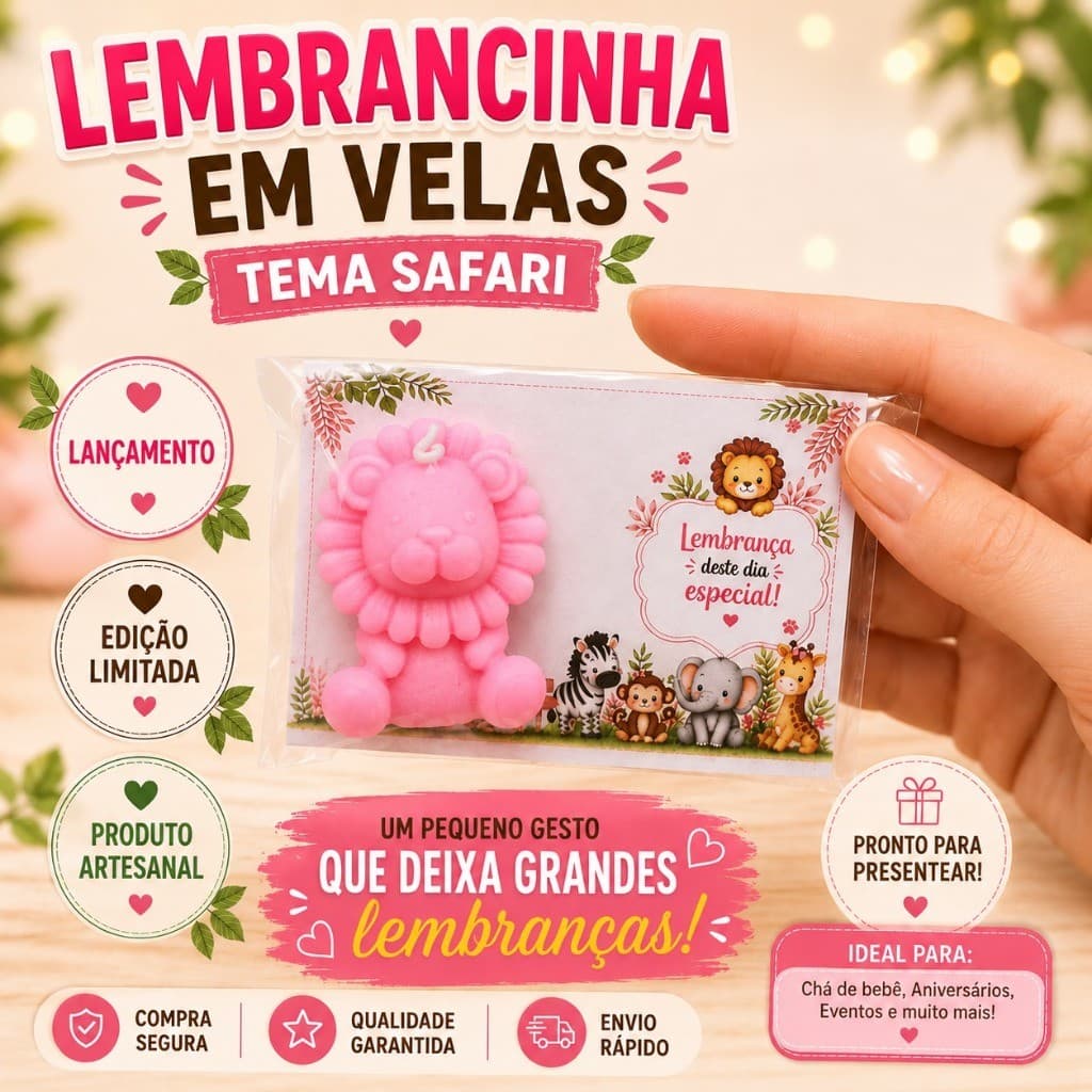 Kit 20 Vela Leão Safari Cute Vela Aromática Lembrancinha Personalizada (LEÃO VELAS)