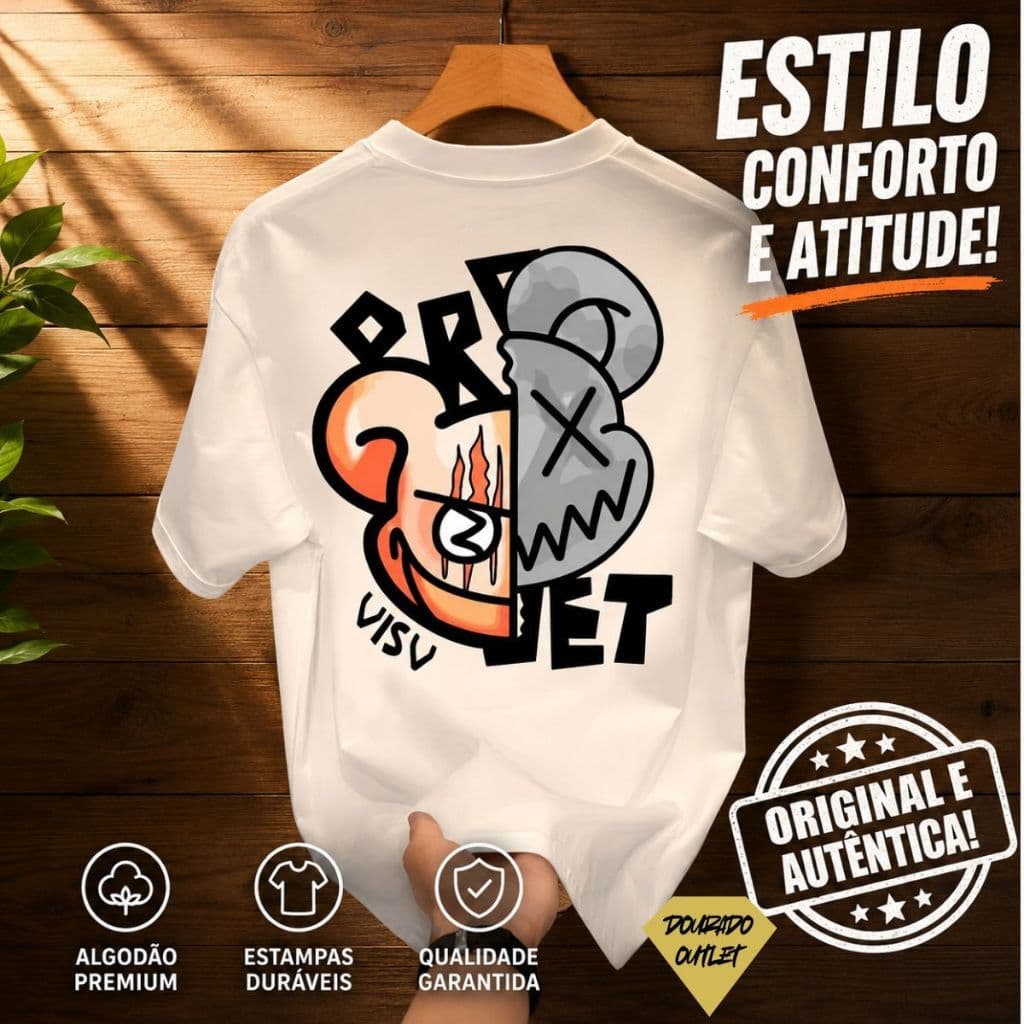 Camiseta Masculino Premium Urso Bear Camiseta 100% Algodão Envio Rapido