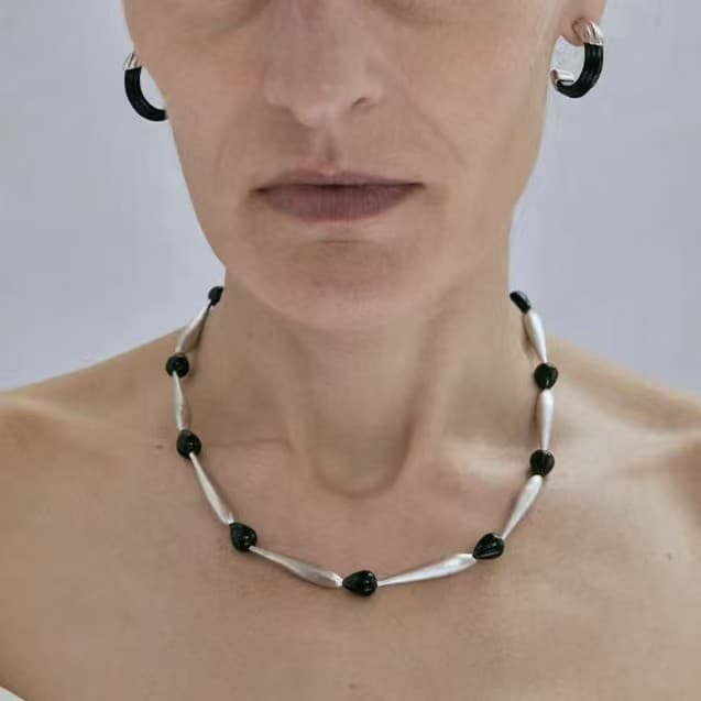 Ágata preta fosca prata clavícula corrente luz luxo temperamento estilo único colar nicho Design fosco escovado pulseira