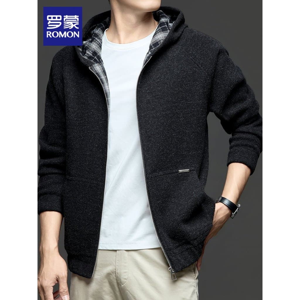 Lomon Cardigan moletom masculino 2026 primavera novo estilo na moda malha superior roupas esportivas Casual jaqueta com