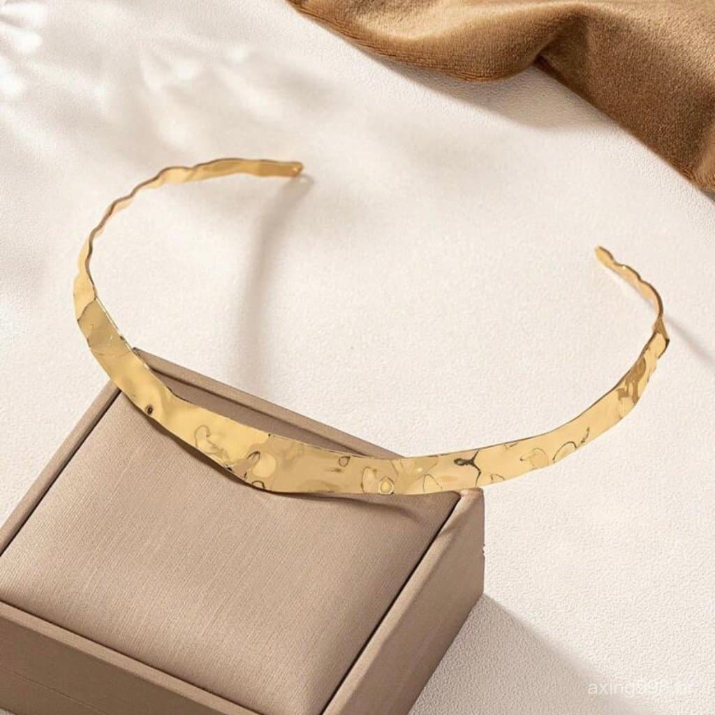 1 Peça Colar Gargantilha de Estilo Vintage Texturizado, Moda e Requintado banhado e ouro 18k e prata 925