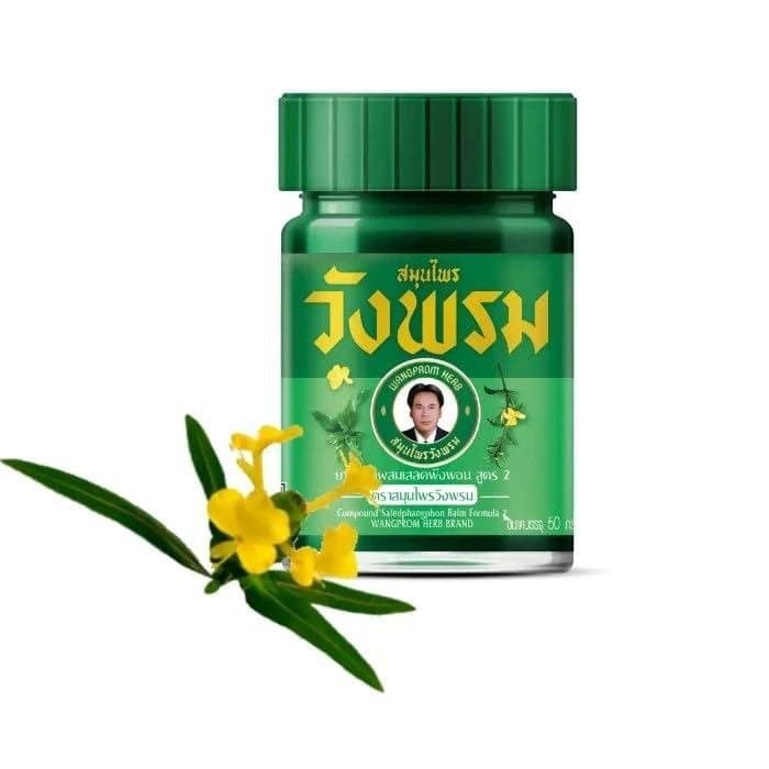 Bálsamo Herbal Verde Wangprom 50g - Bálsamo Herbal Tailandês com Extratos de Plantas, Mentol e Cânfora, Bálsamo Refresca