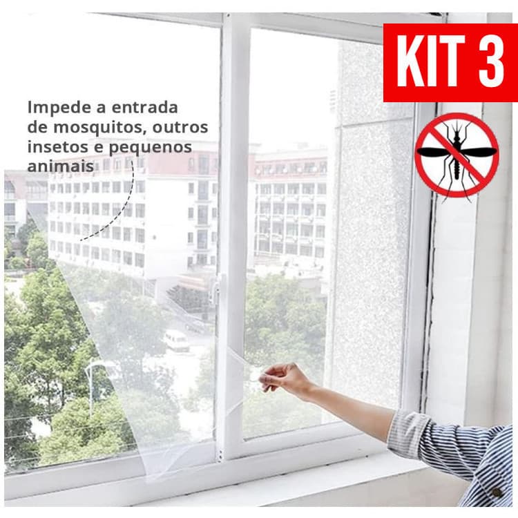 Kit 3 Tela Mosquiteira para Janela Proteção Anti Inseto Pernilongo Mosquitos Dengue 1.3m x 1.5m