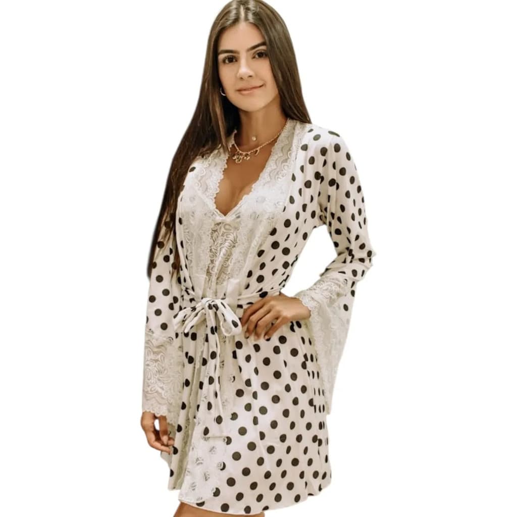Robe Feminino Tecido Digital Com Renda Elegante