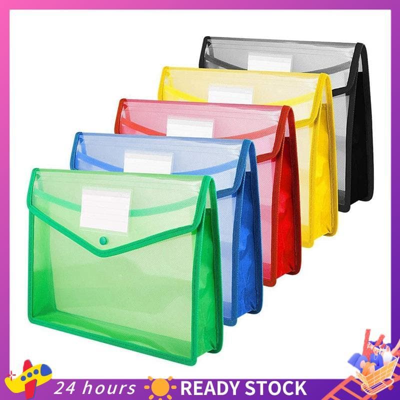 Pasta De Arquivo De Armazenamento De Carteiras De Plástico Com Fivela De Pressão E Bolso A4 Saco Transparente À Prova D'