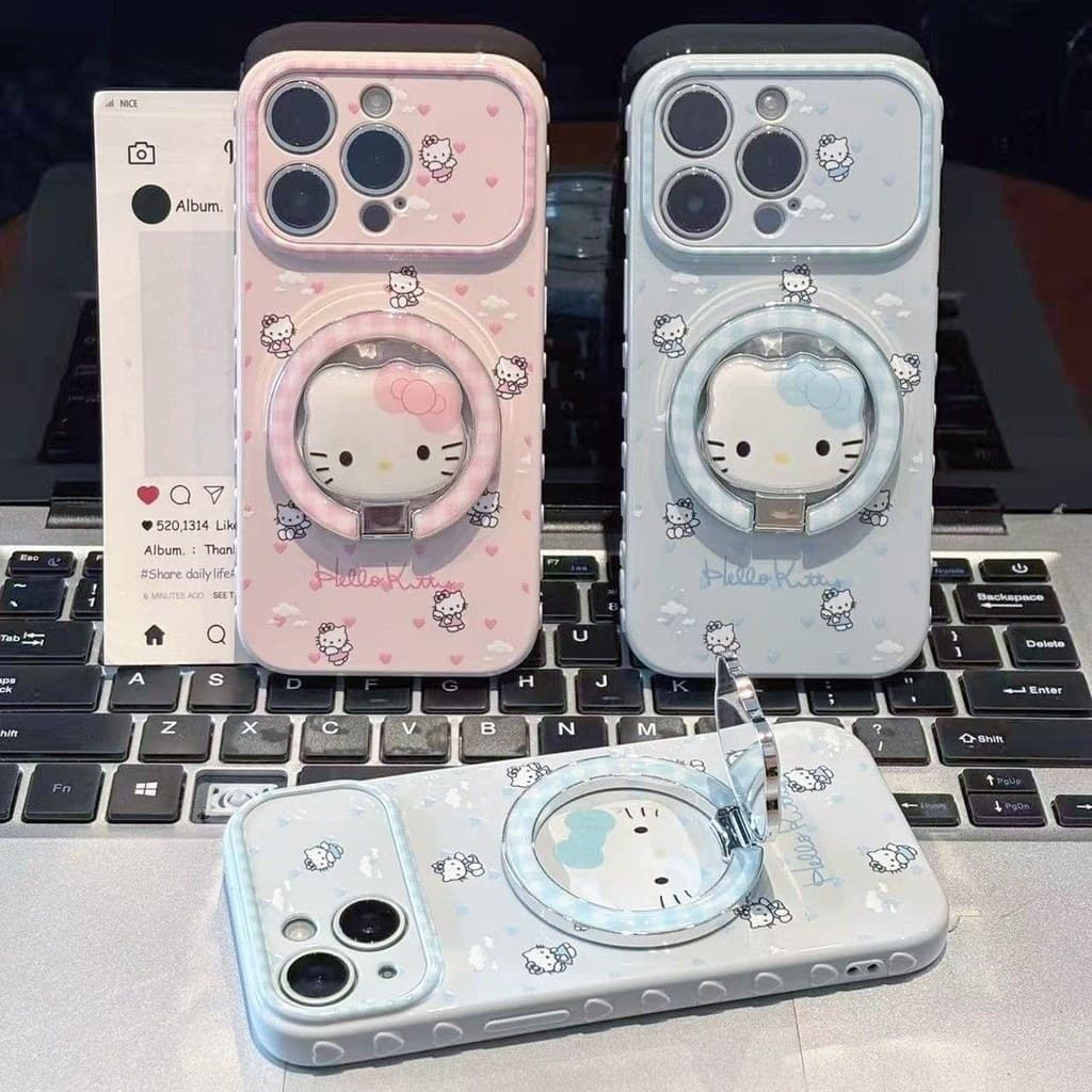 Suporte de gato Love Angel Kitty adequado para capa de telefone 17PROMAX 16/15/14 desenho animado