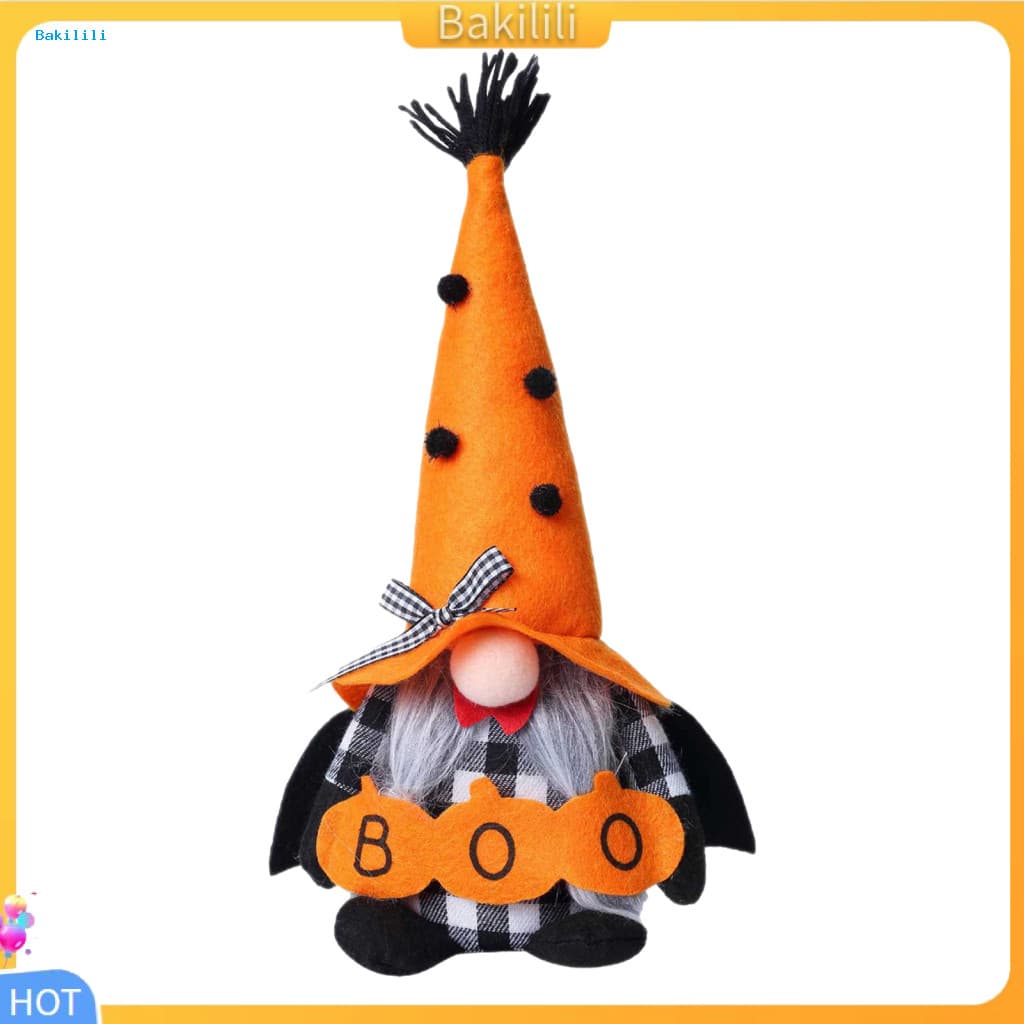 { Bakili } Decoração Festiva Para Casa De Gnomo De Pelúcia De Halloween-Estatueta De Elfo Tomte De Abóbora Preta Laranja