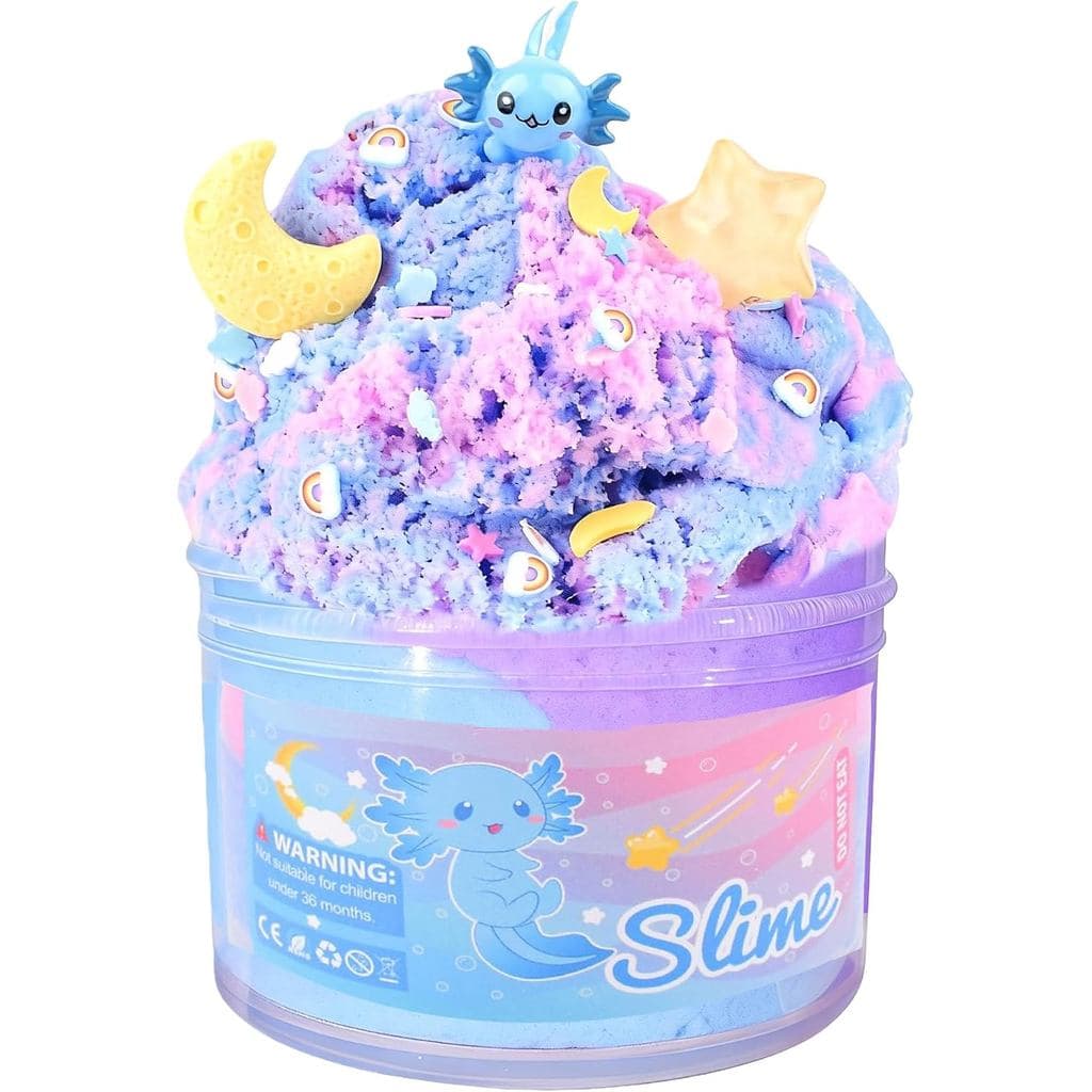 Kit de Slime Nuvem Axolote YHan com Pingente - Slime Fofo Azul Perfumado (10oz), Brinquedo Sensorial Macio para Crianças