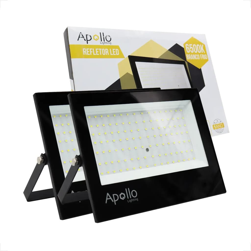 PROJETOR LED SLIM 400W KIT C/2 UNIDADES 6500K - APOLLO