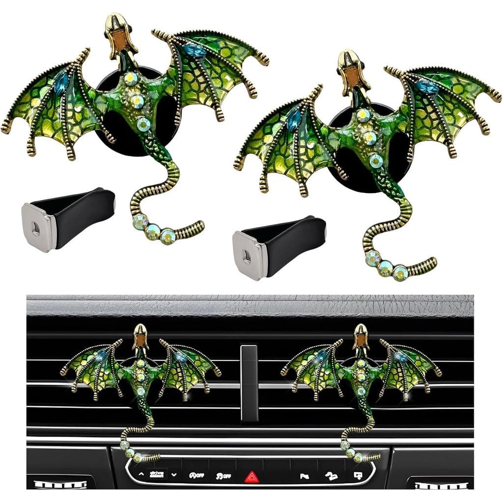 2 Peças de Aromatizadores de Ar para Carro com Design de Dragão Brilhante, Clipes de Saída de Ar em Liga de Esmalte com