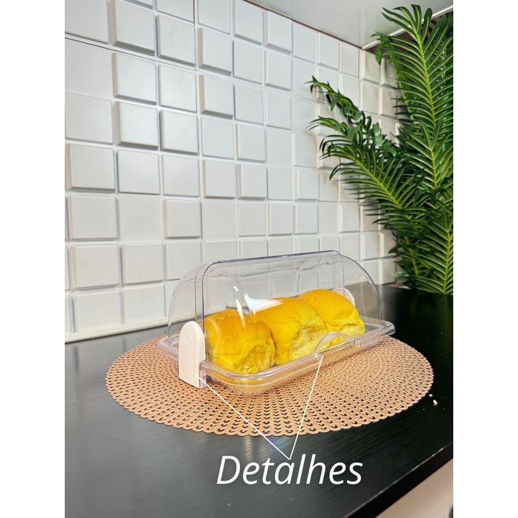 Porta Pão Luxo Cristal com Tampa Basculante | Organizador de Pães e Bolos
