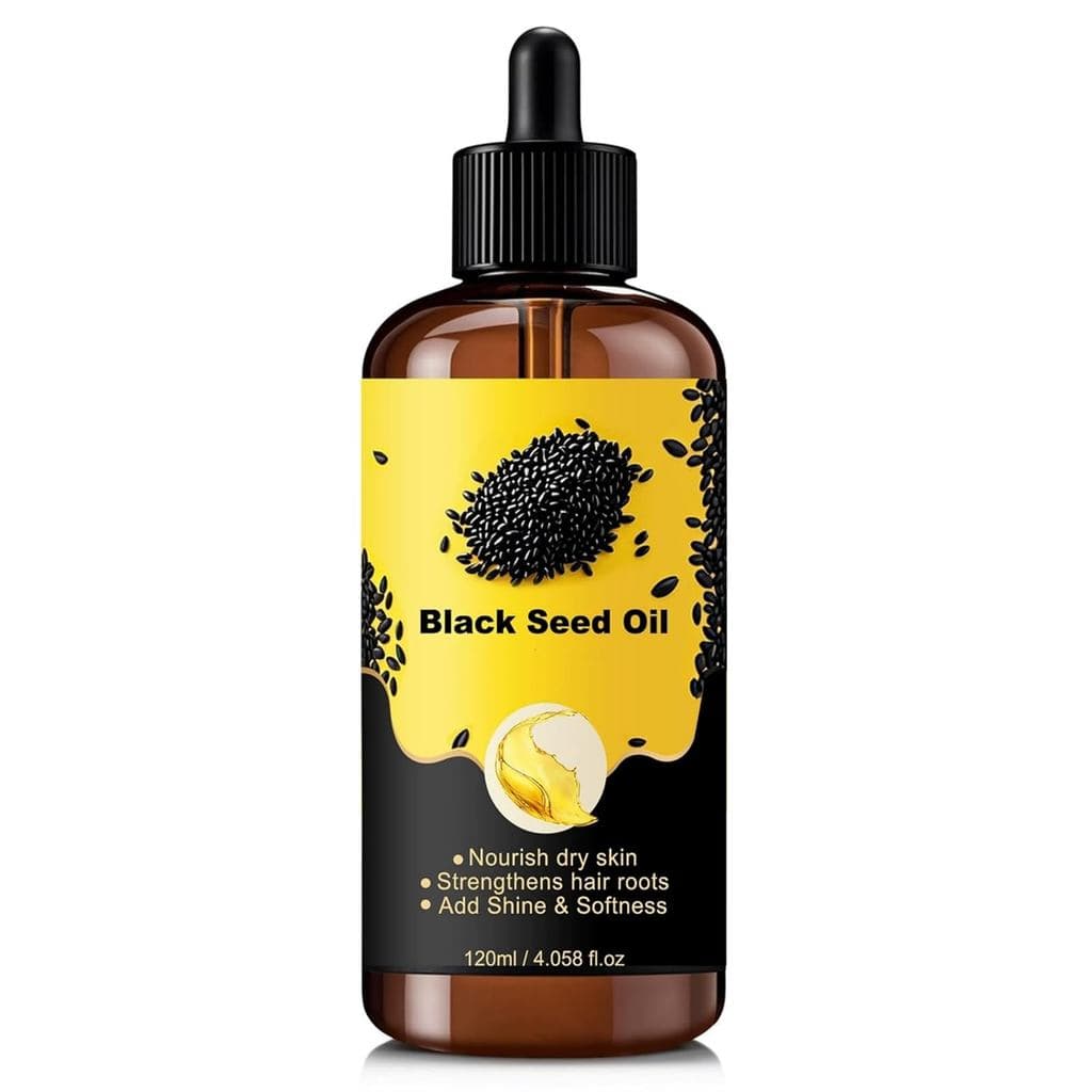 Óleo de Semente Negra Multiuso para Rosto, Corpo e Cabelo, Hidratante Facial e Corporal para Pele Seca, Promove a Saúde