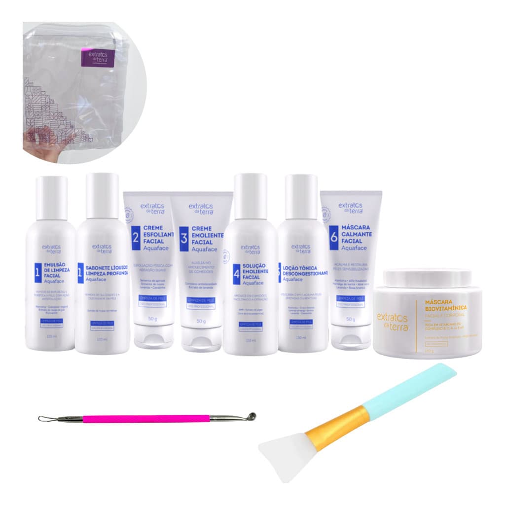 Kit Limpeza De Pele Aquaface Completo Máscara Biovitamínica