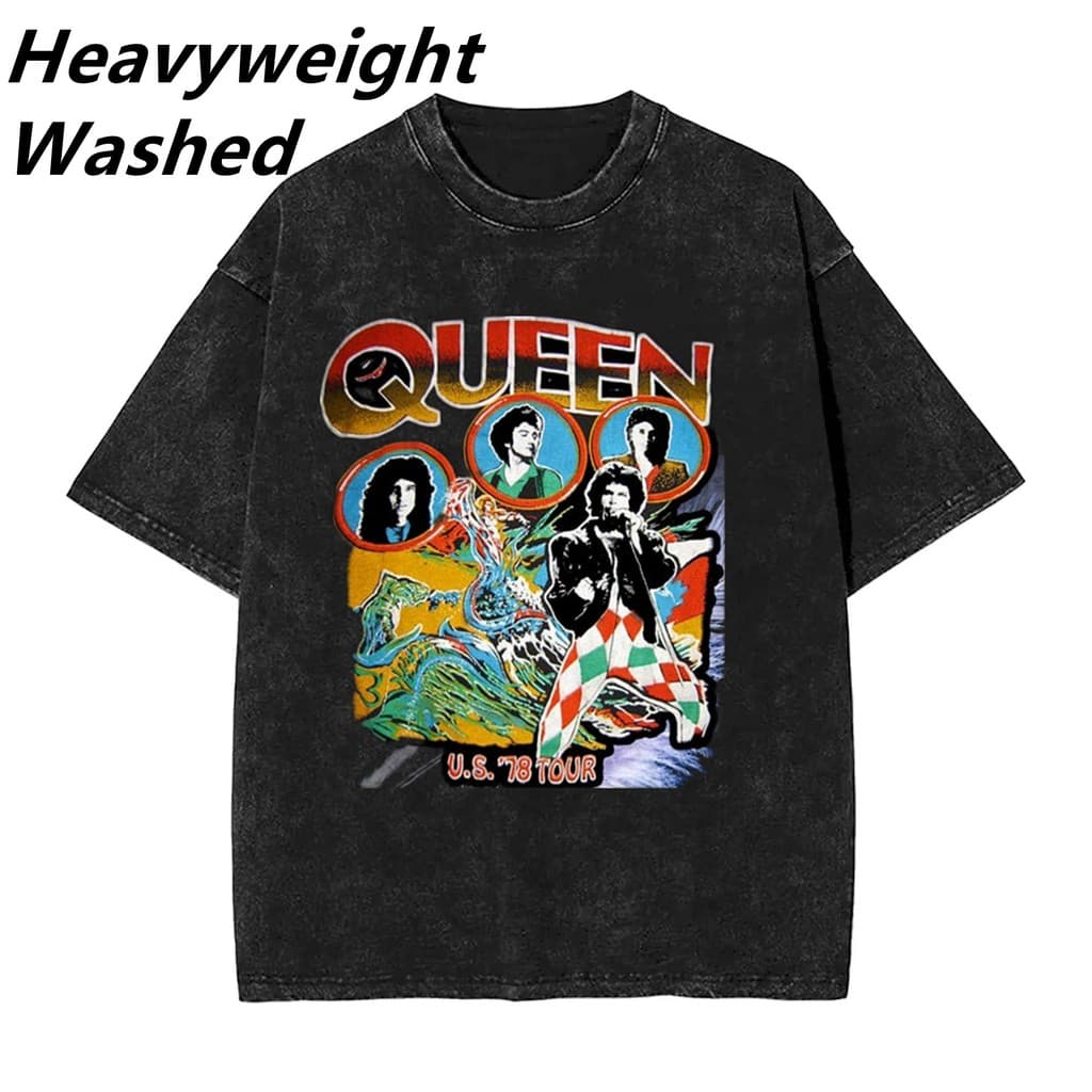 Camiseta Casual Masculina De Manga Curta Lavada Com Gráfico 100 % Algodão Pesado