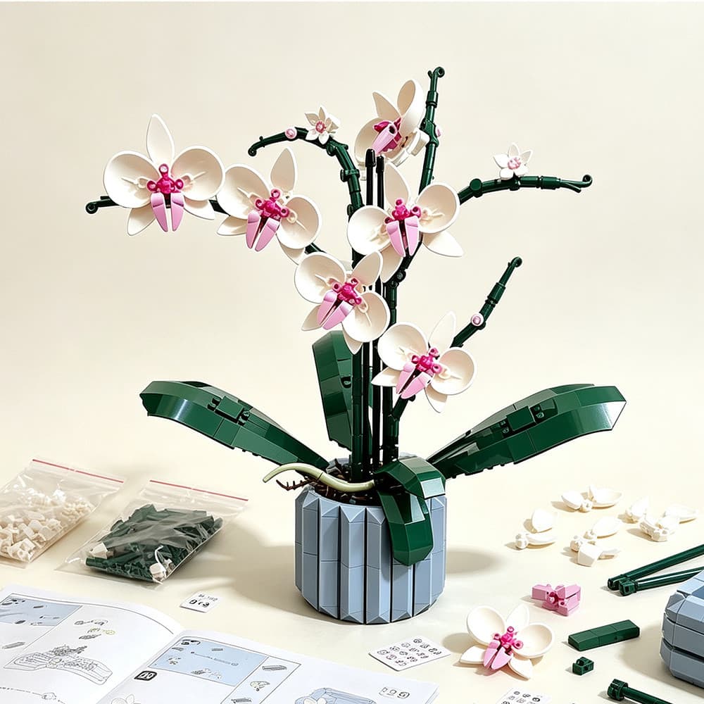 Blocos De Construção Buquê Flores De Ícones 608 Peças Orquídea/rosas/flores Eternas