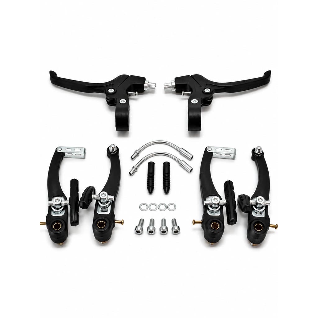 Kit Freio V-Brake Nylon Preto com Manetes para Bicicleta MTB Aro 20 24 26 29