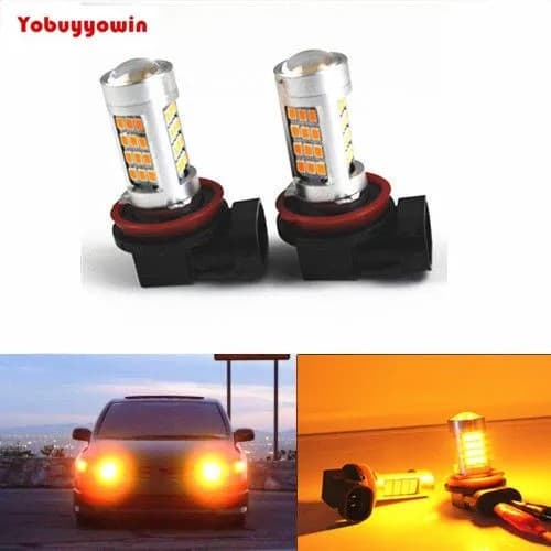 2 x H11 H8/H9 42 SMD 100W 2323 Chips LED 3000K Projetor Âmbar Lâmpadas De Nevoeiro DRL Iluminação Do Carro