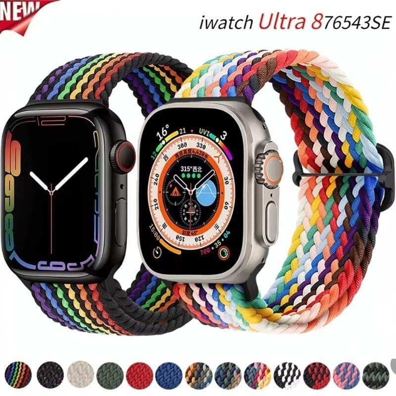 Pulseira Nylon Colorida para Apple Watch 38mm 40mm 41mm Ajustável Confortável