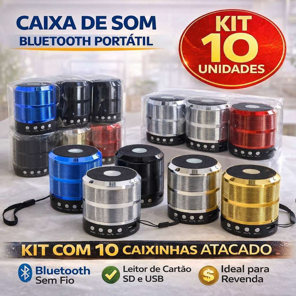Atacado KIT 10 15 e20 Mini Caixinha De Som 887 Bluetooth Portátil Bateria Recarregável