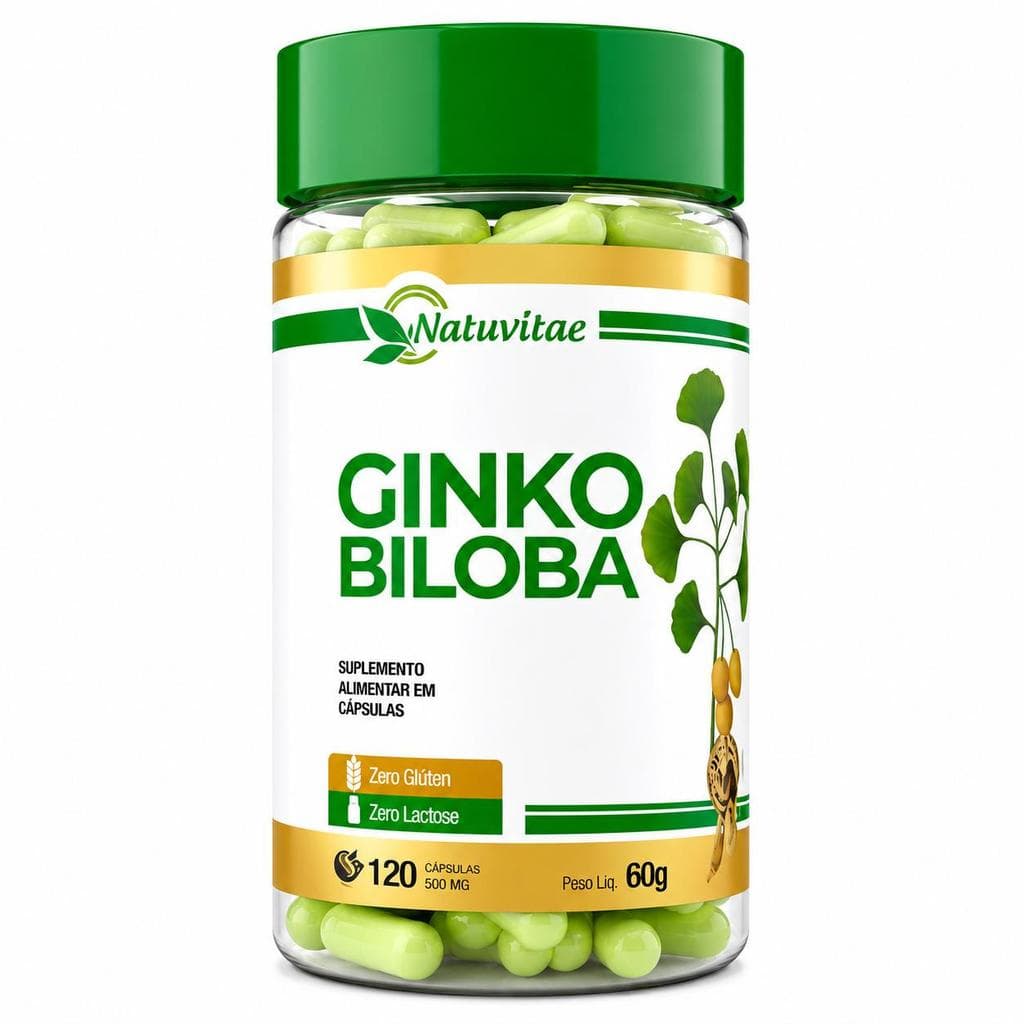 Ginko Biloba 500mg Natuvitae 120 Cápsulas Premium Zero Glúten Zero Lactose Suplemento Alimentar