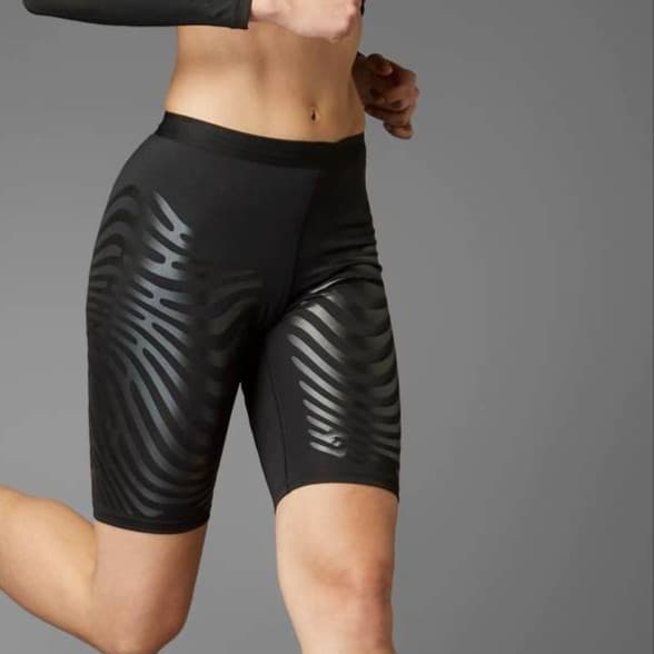 Sports Shorts Leather Striped Nylon High Elastic Five-Point Tights Men's and Women's Running Marathon Fitness Pants gH4w