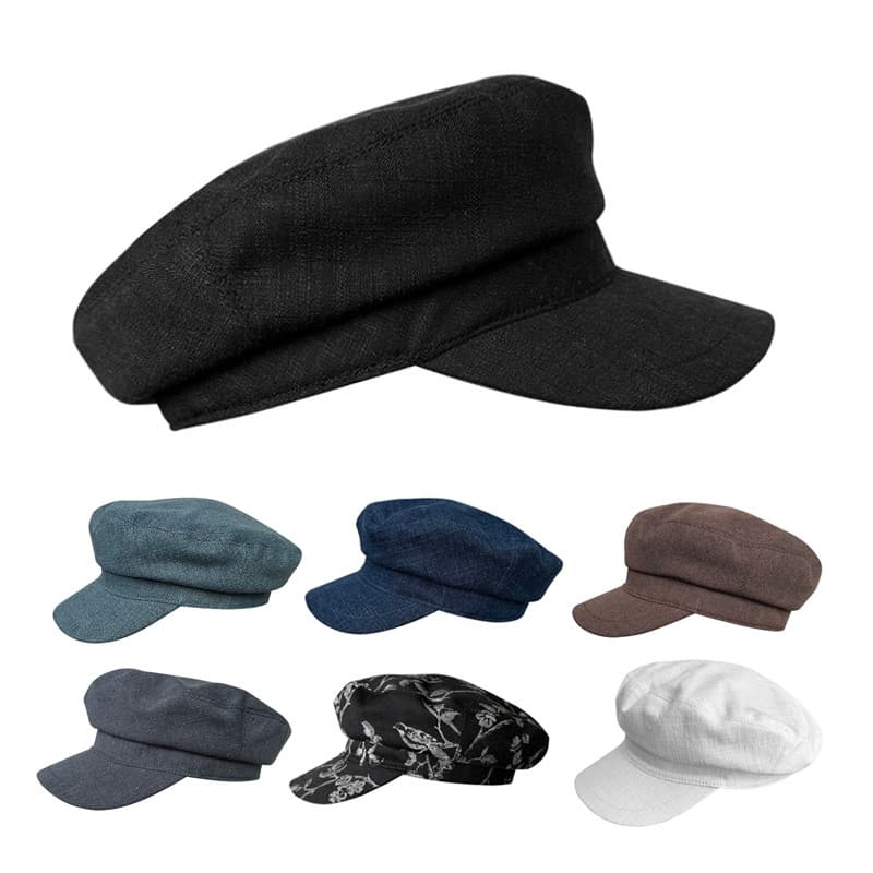 Primavera verão novo estilo Retro estilo japonês britânico linho capitão chapéu das mulheres dos homens mesmo estilo pre
