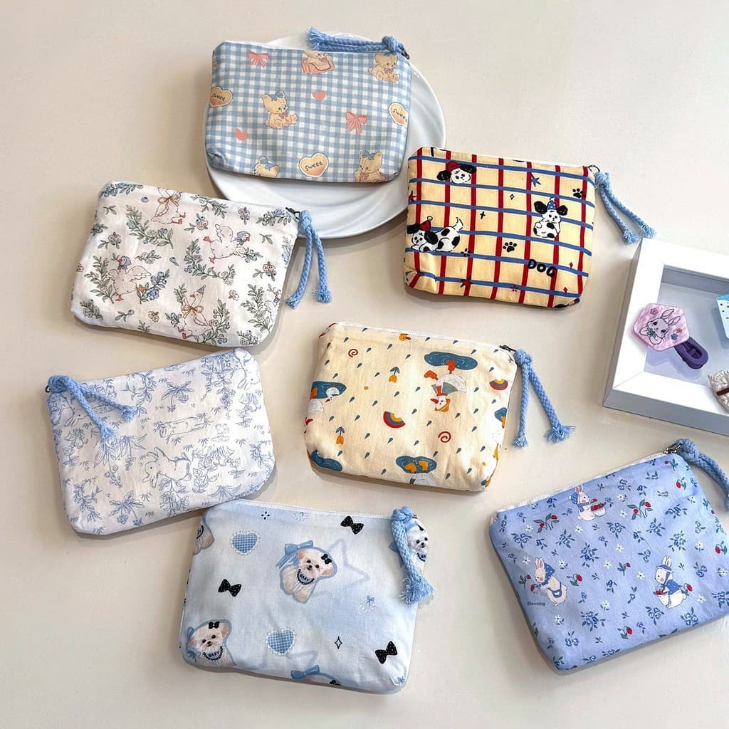 Bolsa cosmética portátil de grande capacidade Bolsa de moedas para armazenamento de artigos diversos com zíper