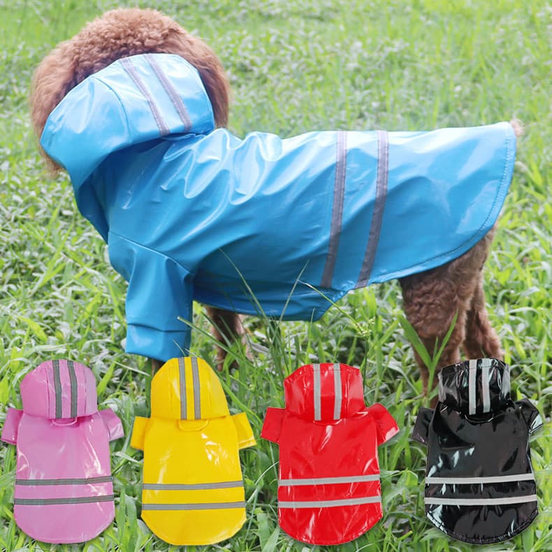 Capa de Chuva para Cães Pequenos e Gatos, Jaqueta Impermeável de PU com Capuz Refletivo Y3DT