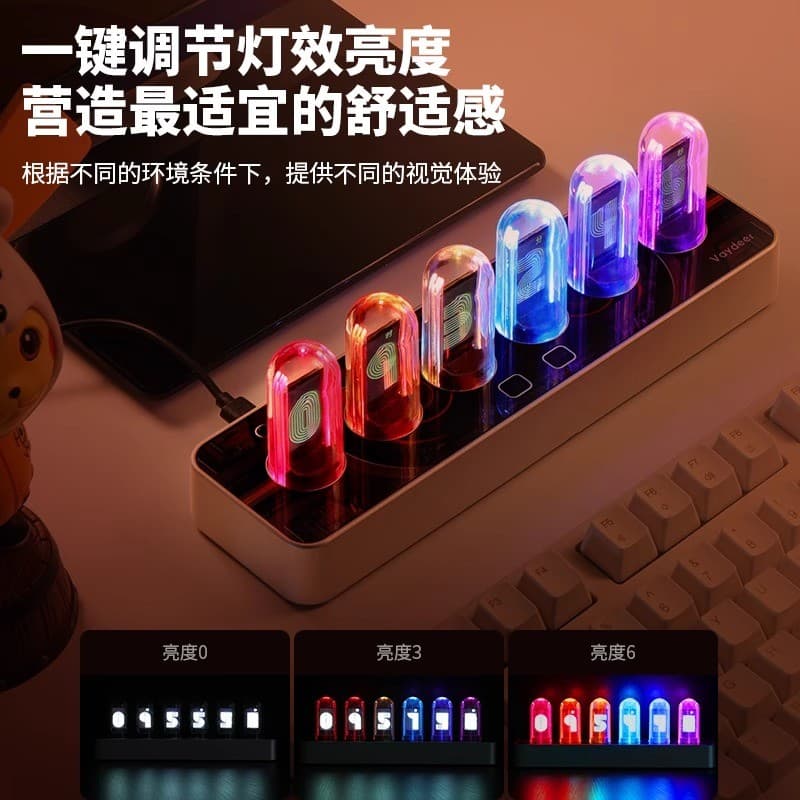R RGB Tubo de brilho Artificial Relógio Decoração de mesa Namorado Presente Menino Jogo de mesa Sala de jogos