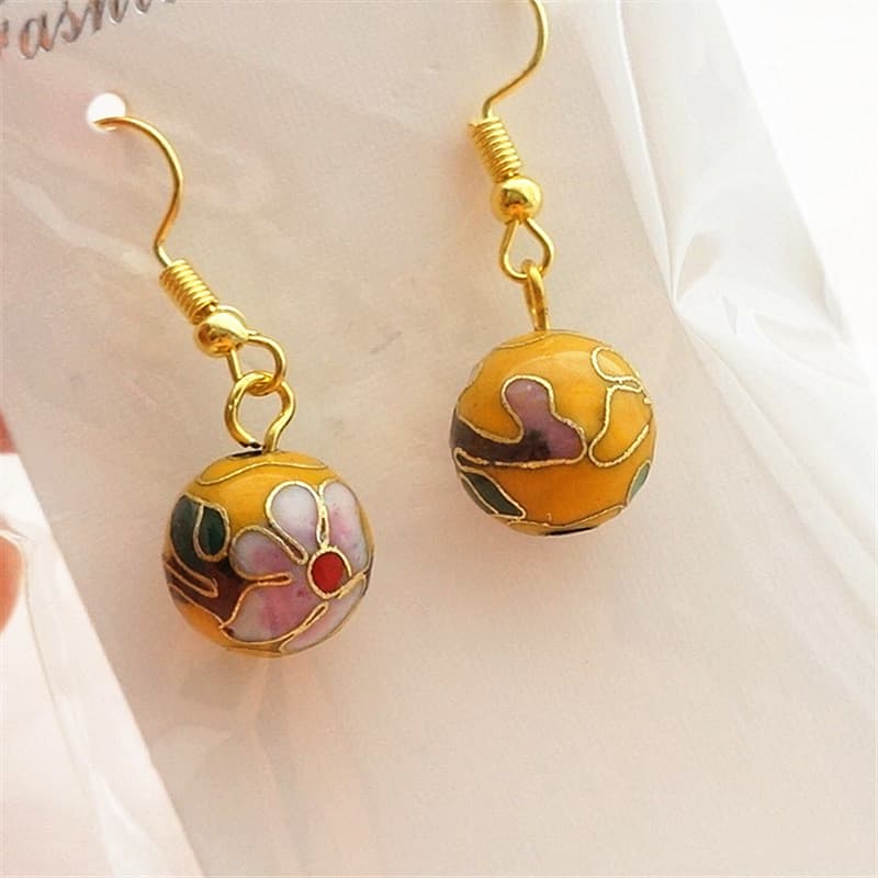 Brincos clássicos brincos antigos Pequim Cloisonne joias prata azul brincos joias