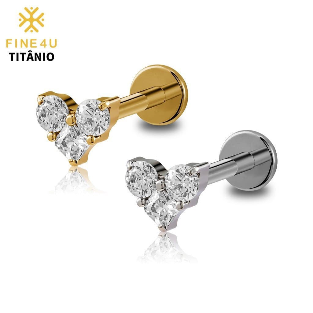 FINE4U Piercing Titânio Coração Para Tragus Helix Conch Cartilagem Hipoalergênica
