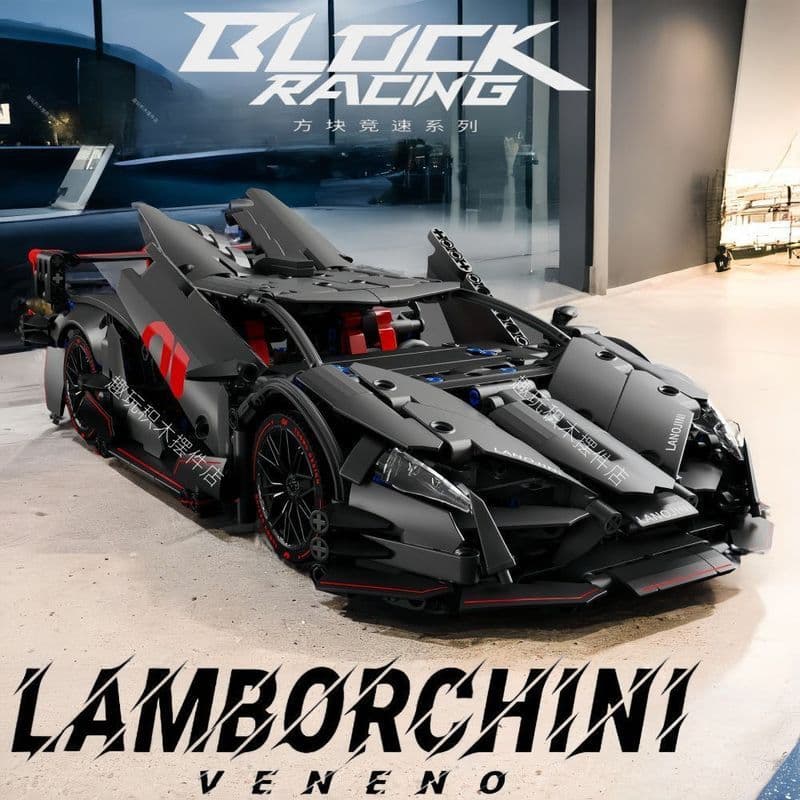Compatível com Lego Black Samurai Lamborghini Blocos de construção de carros esportivos Montagem de modelo de brinquedo