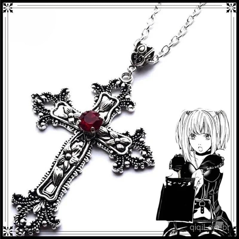 Colar de diamante roxo em formato de cruz retrô gótico na moda muitos estilos criativos e exclusivos