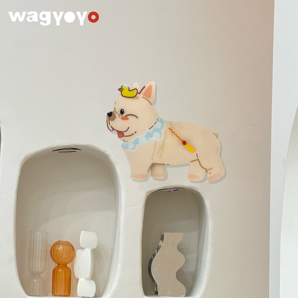 Original francês luta relógio de parede relógio decoração arte decoração macia criativo bonito filhote de cachorro relóg