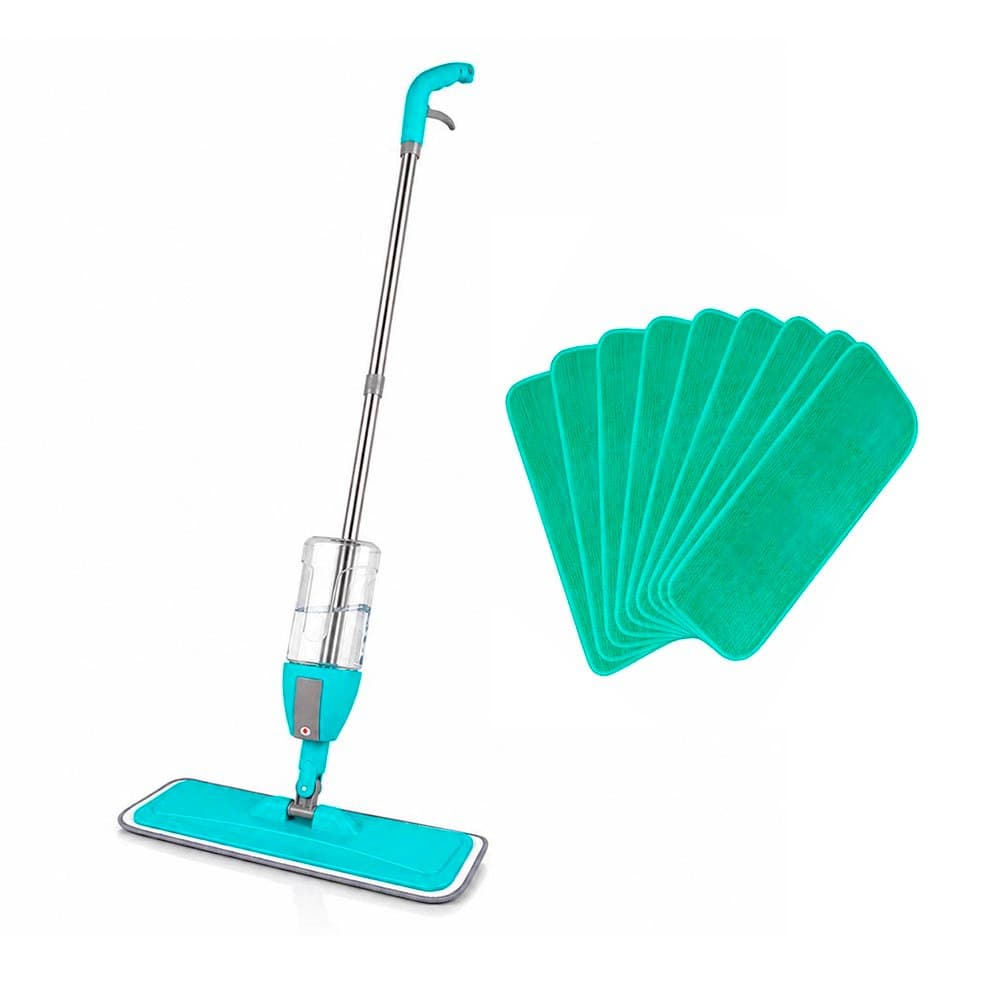 Mop Spray com 11 Refis de Microfibra Lavável, Base Flexível 360° e Reservatório 400ml