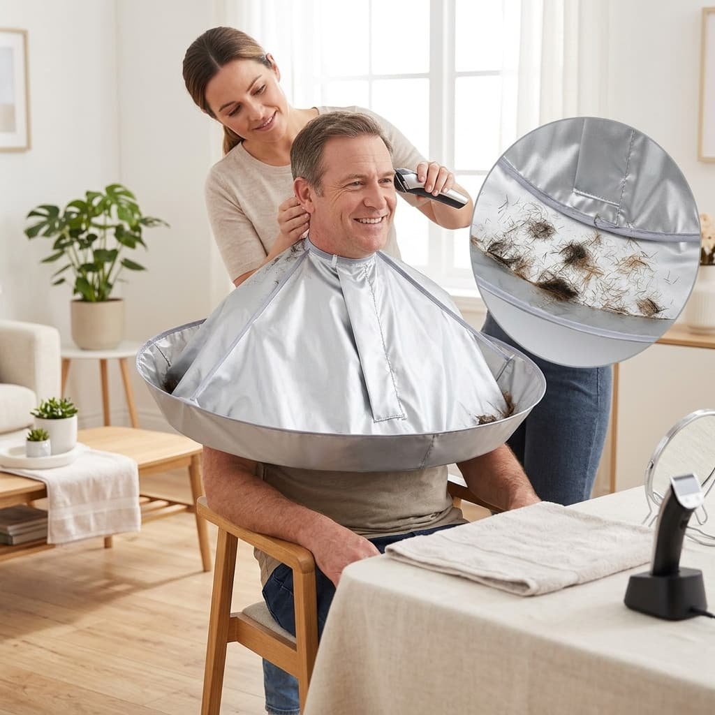 Capa para Corte de Cabelo e barba Dobrável Impermeável Ajustável Resistente Anti Sujeira para Salão de Beleza ou em Casa