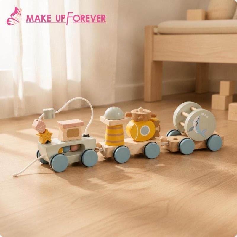 [Shining1] Crianças Puxando Bloco Aprendizagem Precoce Trem De Madeira Brinquedo Educativo Montessori Para Jogo Interati