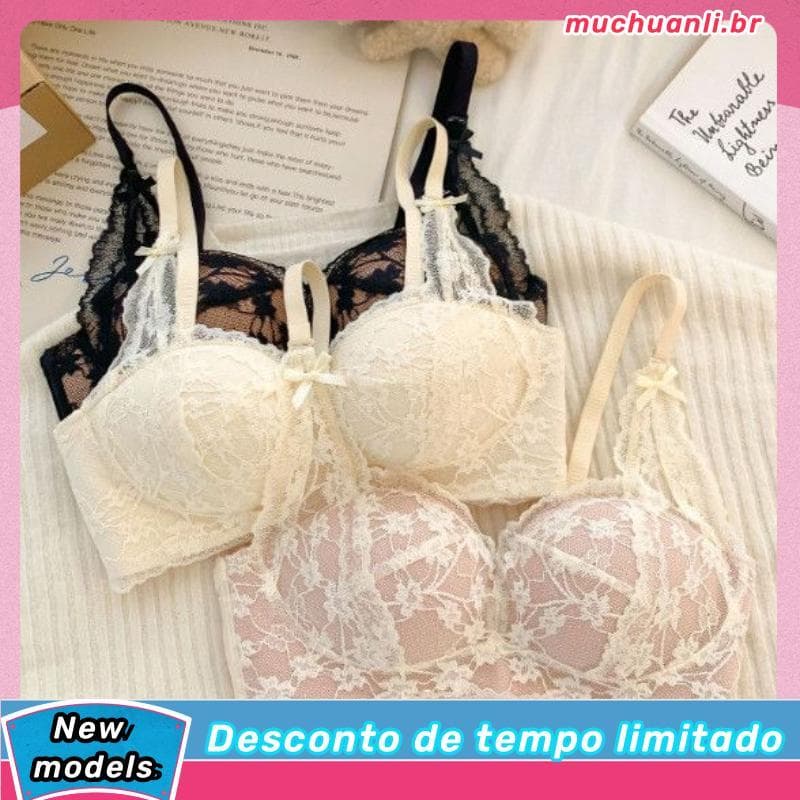 Renda francesa doce roupa interior feminina seios pequenos reunidos olhar grande sem anéis de aço Push-Up seios sutiã An