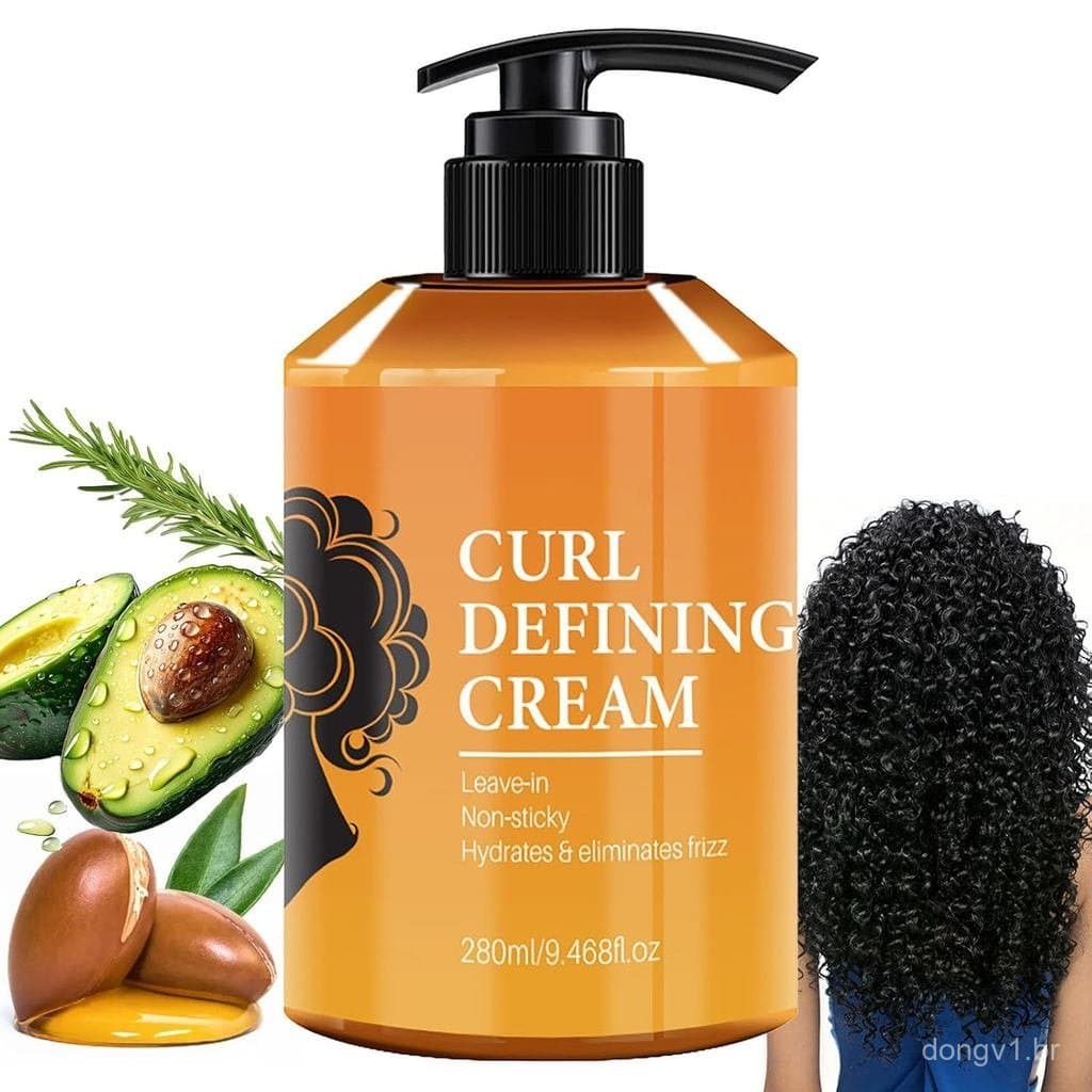 Creme Definidor de Cachos com Óleo de Argan, Creme Anti-Frizz para Definir Todos os Tipos e Texturas de Cachos Naturais,