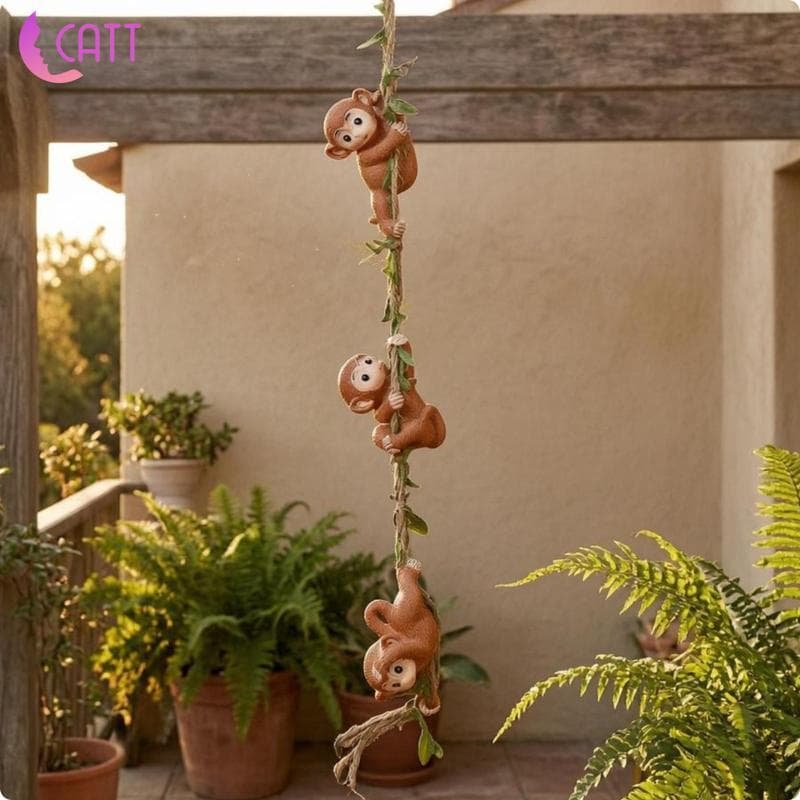 [Dadada2] Ornamento De Corda De Macaco , Pendurado De Três Peças , Decoração Ao Ar Livre , Jardim , Fácil De Pendurar Pa