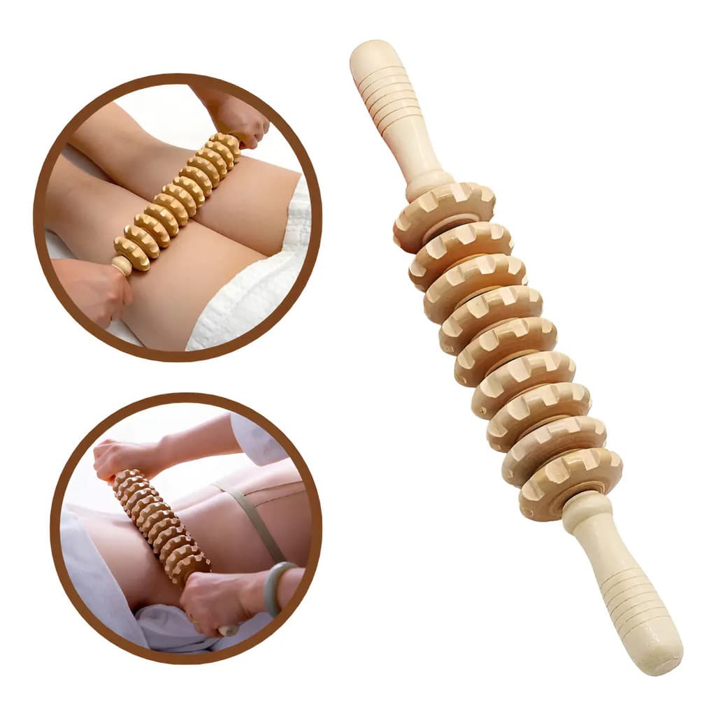 Massageador Rolo Bastão de Bambu