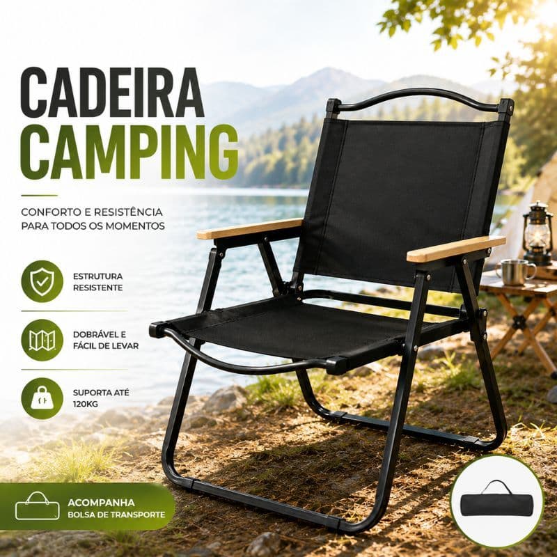 Cadeira Portátil Dobrável Reforçada Camping Pesca Piquenique Varanda Jardim Suporta 100kg