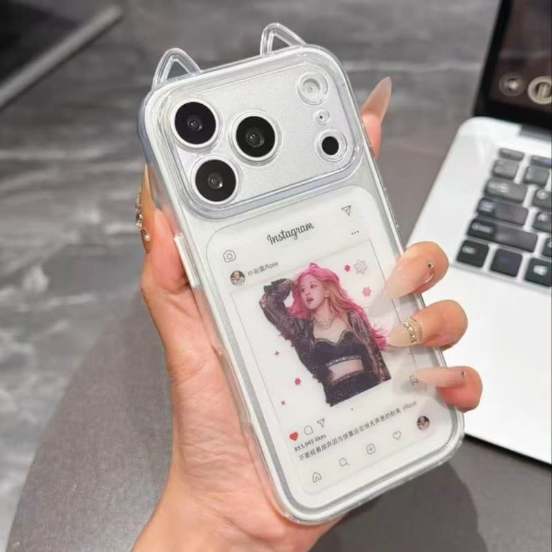 Bonito Gato Orelha Transparente Caso De Telefone Macio Para IPhone 11 12 13 14 15 16 17 Pro Max Plus Capa À Prova De Cho