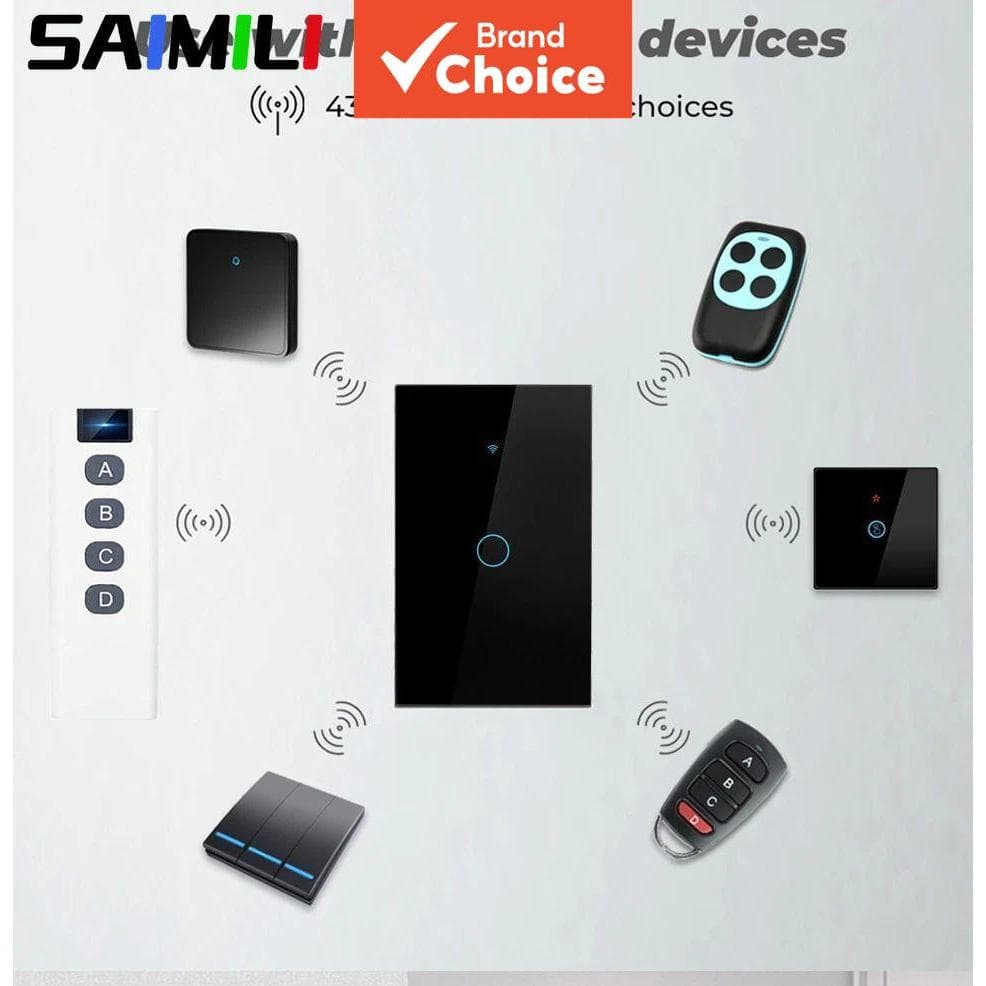 SAIMILI US Interruptor WiFi Inteligente de Parede Compatível com Tuya APP RF433 1 Gangue Interruptor de Luz de Toque